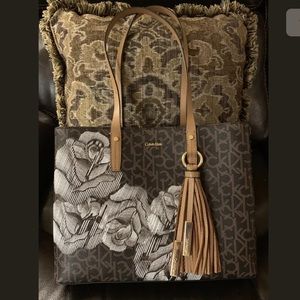 Calvin Klein Maggie Signature Tote Brown Floral